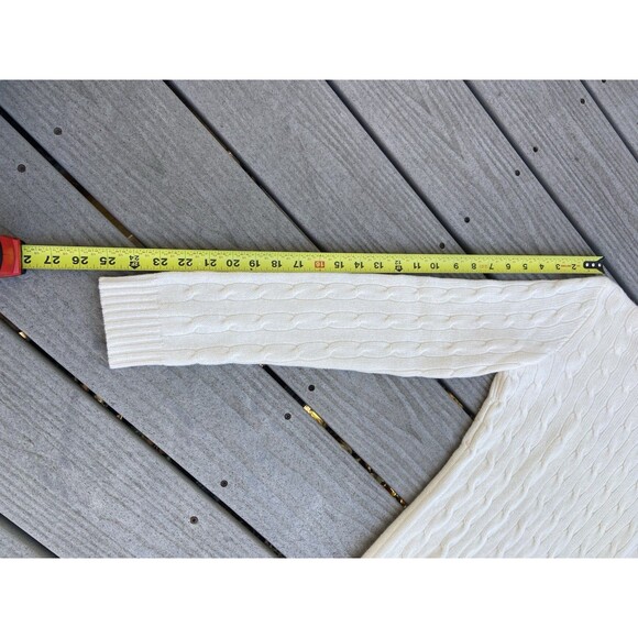 Ralph Lauren Black Label Women’s L Cashmere Ivory Turtleneck Cable Knit Sweater - Picture 12 of 16